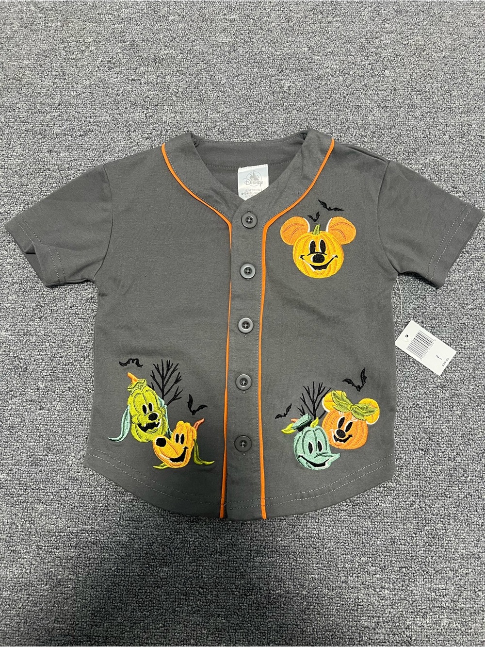 Disney Gray Mickey Pumpkin Halloween Jersey Kid’s 2T